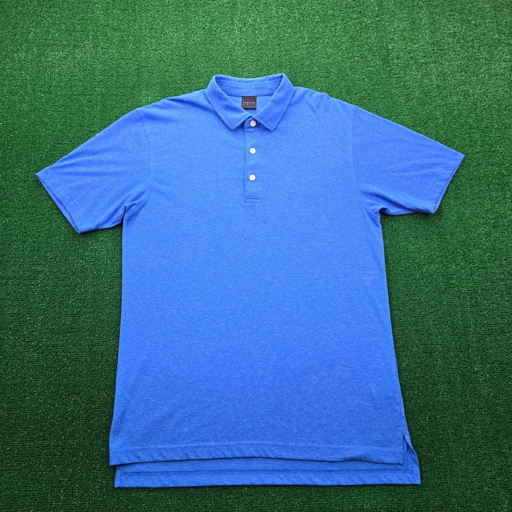 Dunning Golf Polo Shirt Mens Medium Blue Heather Short Sleeve Performance Sport